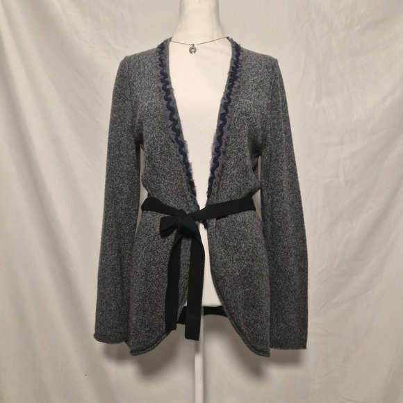 Banana Republic Gray Tulle Whimsigoth Cottagecore Horror Protag Babydoll Cardi M - Picture 2 of 13